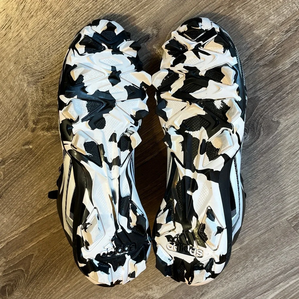 Adidas Freak Spark MD Football Cleats Black‎ White Geometric Graphic Mens 7.5